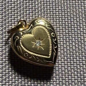 Gold Heart Pendant with Diamond Accent